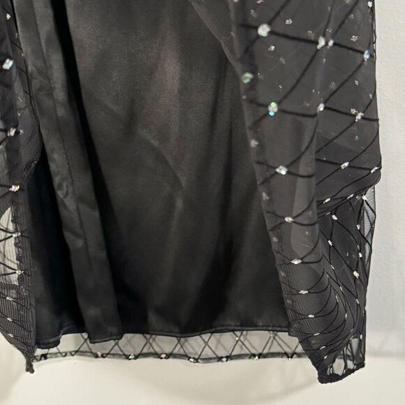 R&M Richards Vintage Sheer Chiffon Sparkly Glitter Dotted Glam Goth Midi Skirt 1 - Picture 5 of 9
